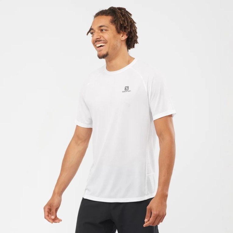 Camiseta Salomon Cross Rebel Curta Sleeve Masculino Branco | PT I30796